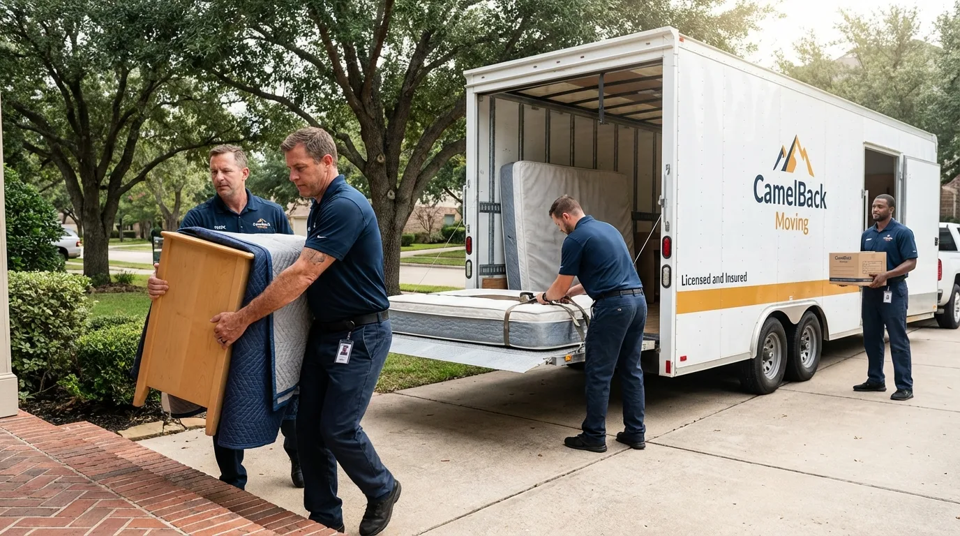 Crew loading residential truck for cross-state move from Sound Beach, NY